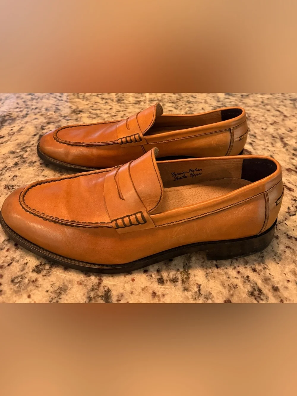 Banana Republic Mens 10M Penny Loafers Tan Brown Italian Leather Ortholite Shoes